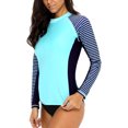 thumbnail image 3 of Charmo Women's Striped Rash Guard UPF 50+ Long Sleeve Swimsuit Top Swim Shirts, 3 of 6
