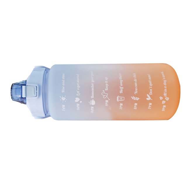 Sports Water Bottle, Leakage Proof Portable Gradient Color Straw Drinking Bottle 2000ml One Click Open with Handle for Hiking for Running Purple,Light Blue,Light Green,Pink
