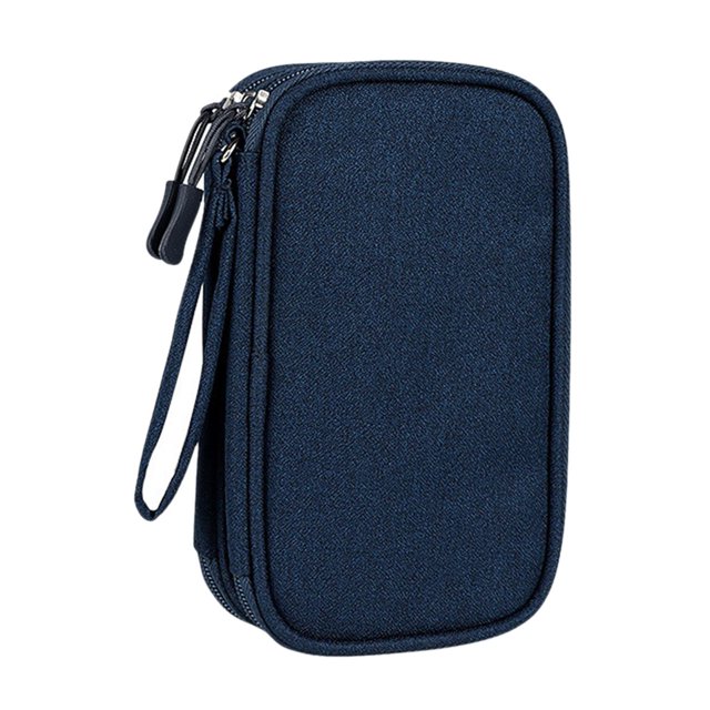 GROWTH TANK Travel Cable Organizer Electronics Accessories Organizer for Cord Data Cable Large Navy Blue