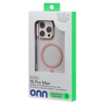 Onn MagSafe Coque de téléphone Soft Shell Bumper compatible pour iPhone 16 Pro Max, Effacer & rose