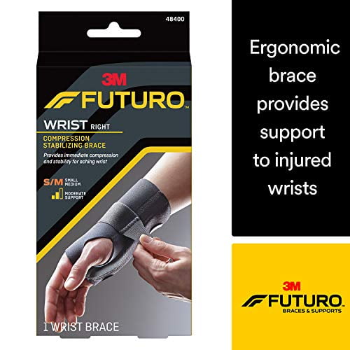 Futuro Energizing Wrist Support, Moderate Stabilizing Support, Right Hand, Small/Medium, Black