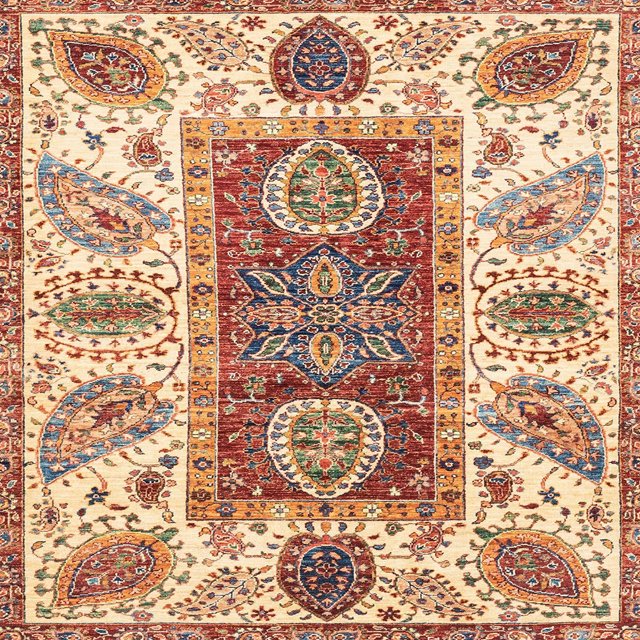 Ahgly Company Tapis d'Intérieur Carré Abstrait Châtaigne Rouge, 8 Pieds Carré