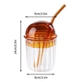 thumbnail image 2 of Drinking Glasses Dome Lid Cups, Wide Mouth Milkshake Cups, Reusable Glass Coffee Iced Cups 15oz, for Home Office Bar, Stackable Design, Durable Glass Material, Serving & Drinking Hzhnb | Glass, D, 2 of 7