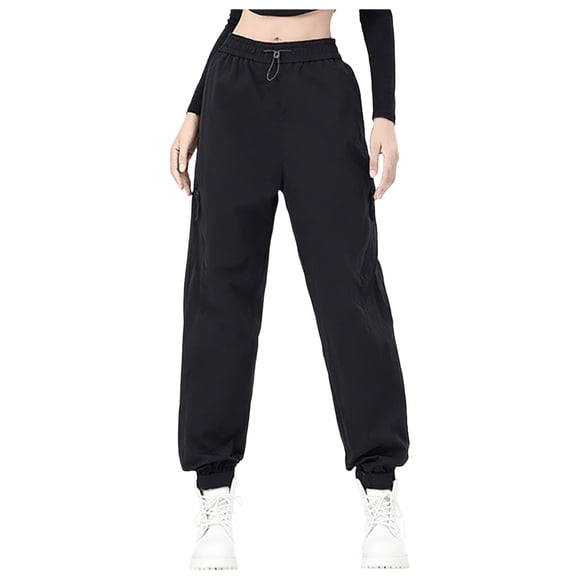 Yanlir Womens Outdoor Waterproof Windproof Pants Long Casual Versatile All Weather Hiking Camping Sports Workout Leggings with Pockets for Daily Wear(Black,L)