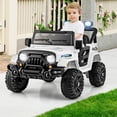 thumbnail image 2 of Gymax 12V Kids Ride on Truck Car w/Remote Control Threaded Wheels 3 Speeds LED Lights White, 2 of 10