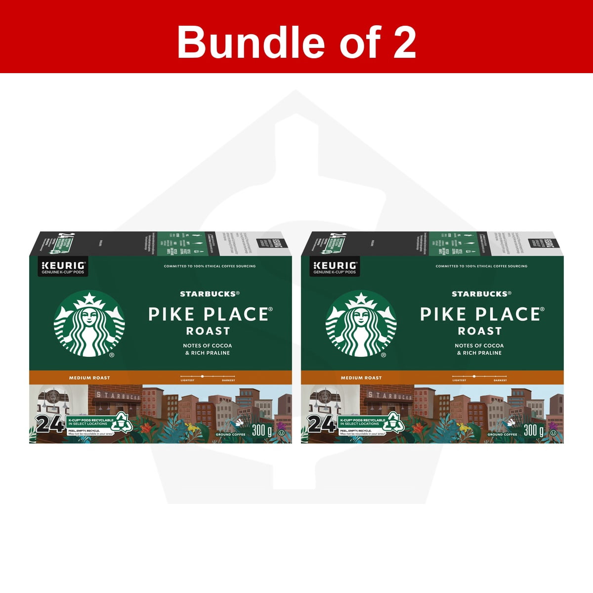 Bundle of 2 - Starbucks Pike Place Medium Roast K-Cups, Single Serve Keurig Compatible Coffee Pods for Keurig Brewers - 24 Capsul 1 count (Pack of 24)