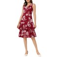thumbnail image 2 of INSPIRE CHIC Robe et Veste pour Femme Ensembles 2 Pcs Robe Sans Manches en Mousseline à Fleurs et Veste à Panneaux Contrastants L Rouge, 2 of 6
