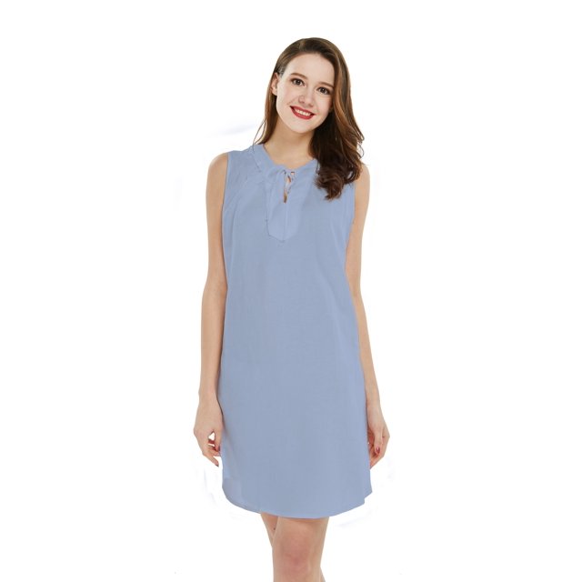 Robe Tunique en Lin et Coton Hawaïenne Luau pour Femme Tide Pool S