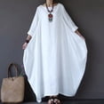 thumbnail image 4 of TIMIFIS Robe en Coton et Lin pour Femme Décontractée Ample Robe d'Été Longue Robe à Manches Courtes Robes Maxi Été Grande Taille Robe de Plage Été, 4 of 5