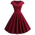 thumbnail image 1 of TIMIFIS Robe à Manches Courtes pour Femmes, Style Rétro Vintage des Années 1950, Robe de Cocktail Évasée, Robe à Pois Audrey, Robe d'Été Décontractée, Robe Trapèze, Robe de Travail, Robes d'Invitée de Mariage, Été, 1 of 5