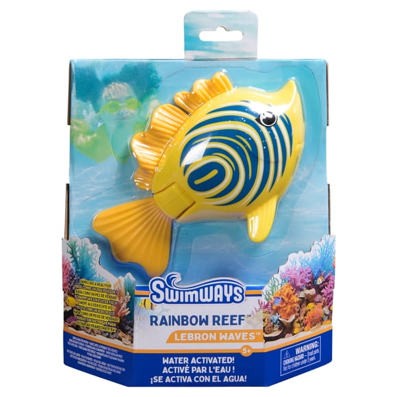SwimWays Rainbow Reef Fish Toy, Kids Swimming Accessories & Water Toys, Learn to Swim Pool Toys for Kids Ages 5 & Up, Batteries Included, Lebron Waves