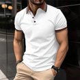 thumbnail image 1 of Haut pour Hommes à Col Rabattu à Boutons, Manches Courtes, Rayé, Haut de Sport, Chemise, 1 of 6