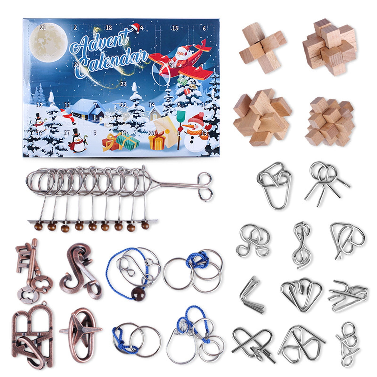Amzcrzy Advent Jabber Desk Organizer Christmas Advent Calendar Reuben Lock and 9 Linked Rings Calendar Christmas Gift Boxes Office Supplies Office Supplies for Desk Office Desk Organizer