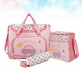 thumbnail image 3 of GOOHOCHY Bolso de mano multifunción 4 en 1 con diseño de coche, cambiador de pañales de bebé de gran capacidad, bolso de viaje tipo momia (rosa), 3 of 8
