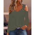 thumbnail image 2 of Yuyuzo Womens Fashion Long Sleeve Tunic Tops Solid Color Floral off 1 Shoulder Loose Fitted Blouses, 2 of 6