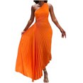 thumbnail image 2 of Pisexur Robe Sans Manches à Épaules Dénudées pour Femme, Imprimée, Manches Courtes, Unie, Décontractée, Confortable, Tunique à une Épaule Plissée, Mini-Robe Ajustée, Robe pour Femme, 2 of 6