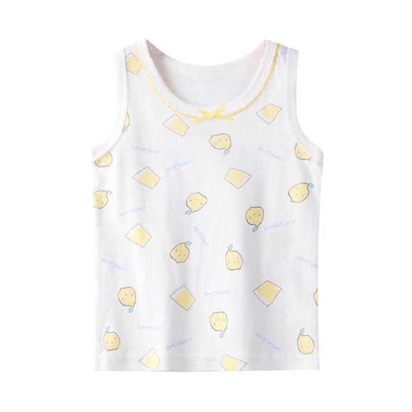 LUOGENLI T Shirt for Girls Girls' Cotton Halter Small Vest Summer Thin Floral Undershirt in The Little Girl Cute Top Boho Maxi Tops White 4-5 Years