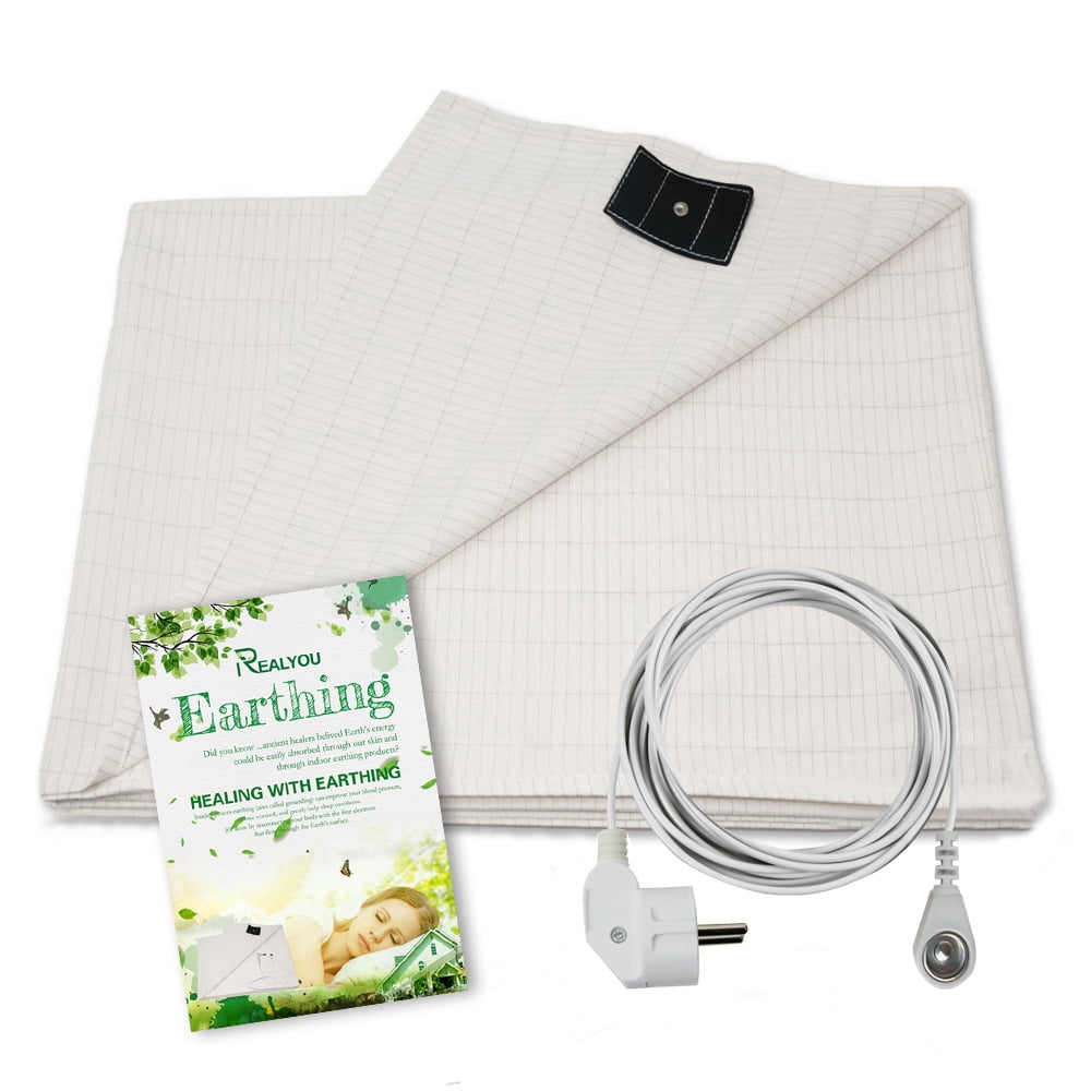 Grounding Sheet 10% Silver with Grounding Cord Native Cotton for Better Sleep Healthy (26x 52 Inch)