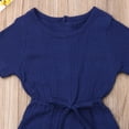 thumbnail image 3 of Sylvamorning Infant Baby Romper Solid Color Short Sleeve Elastic Waist Jumpsuit, 3 of 6