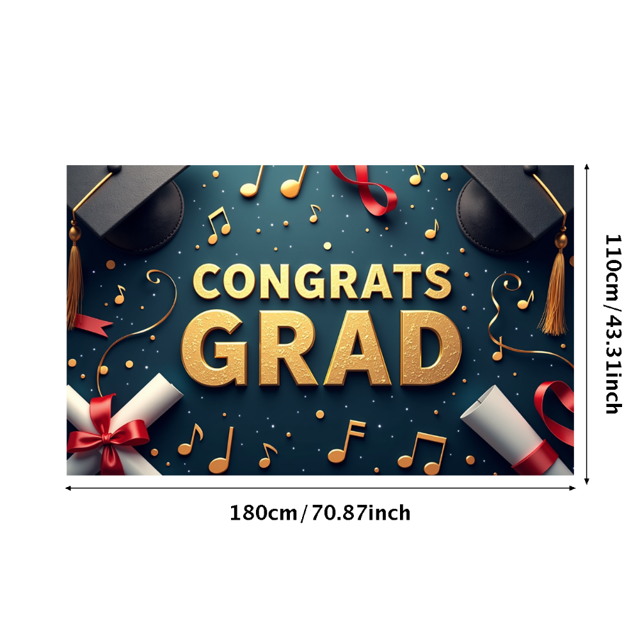 Graduation Party Supplies Congrats Grad Banner Backdrop Background with Balloons and Confetti Decorations for Graduation Ceremony Celebration Classroom Event
