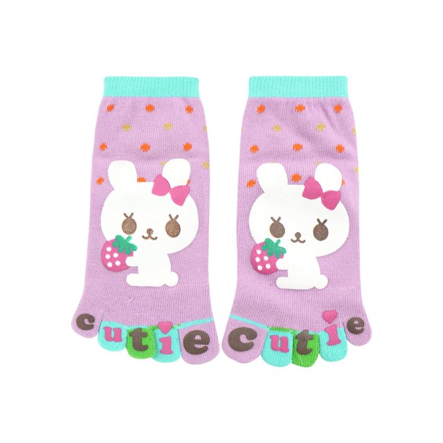 INSPIRE CHIC Unisex Ankle Length Rabbit Letters Print Stretchy Toe Socks Youth Shoe Size 9-11/Age 3-4 years Purple