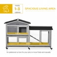 thumbnail image 4 of PawHut 62" Wooden Rabbit Hutch with Wheels, Run Box, Tray, Ramp, Light Grey, 4 of 10