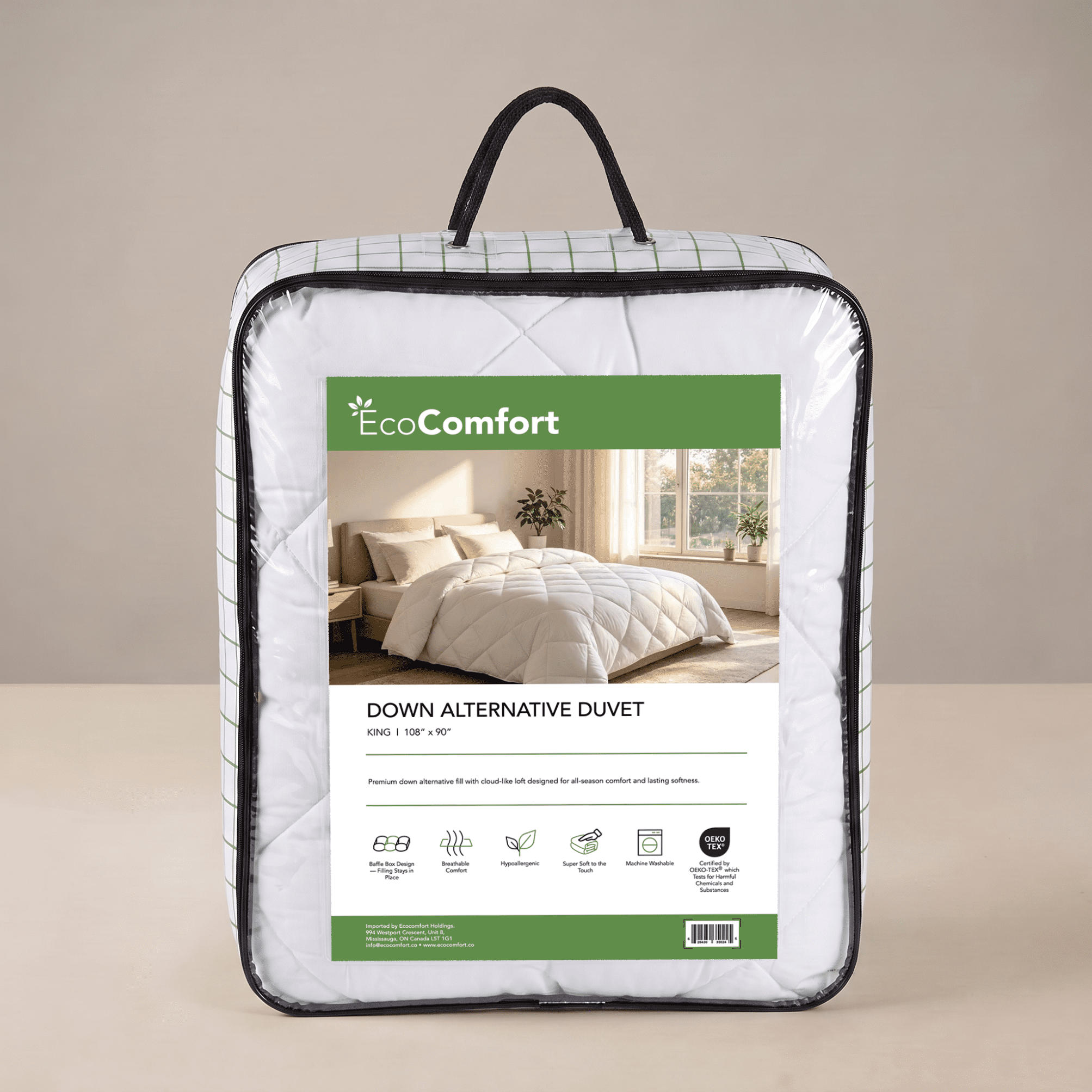 EcoComfort Down Alternative Comforter Duvet Insert Twin (66" x 90"), All Season Quilted Box-Stitch White Duvet, 250 GSM Hypoallergenic Fill, Machine Washable, OEKO-TEX Certified