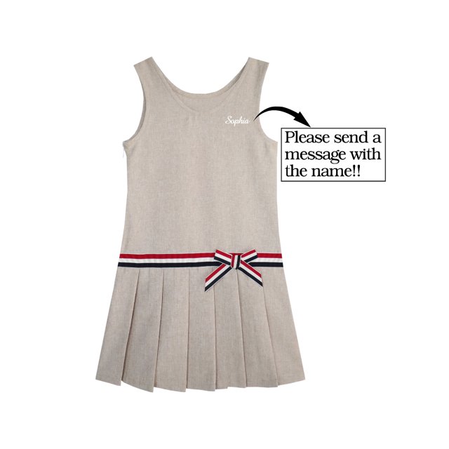 Robe Fille Rentrée Cadeau Personnalisé Uniforme Scolaire Nom Brodé 6 Ans