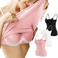 thumbnail image 2 of Timegard Camisoles pour Femmes 3 Pcs avec Soutien-Gorge Intégré Col Rond Bretelles Spaghetti Ajustées Douces Maillots de Corps Décontractés Hauts de Pyjama, 2 of 6