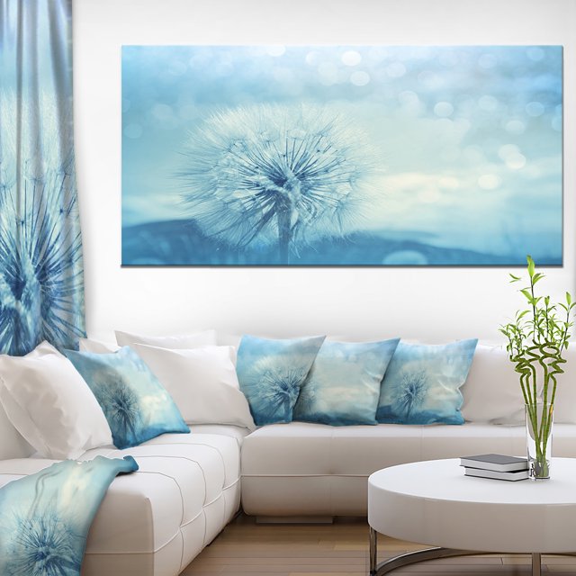 Close Up White Dandelion with Filter - Large Flower Canvas Wall Art
