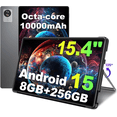 thumbnail image 1 of Golzer Tablette 15,4 Pouces, Tablette Android 15 avec Processeur Octa-Core Helio G99 (Surpasse Unisoc T618), 8 Go de RAM 256 Go de ROM, Grandes Tablettes avec Support et Étui, 10000 mAh, BT5.2, 4 Haut-Parleurs, Wi-Fi 2,4 G/5 G, 1 of 8