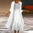 thumbnail image 2 of Vente de Liquidation Robe Deux Pièces Ample à Imprimé pour Femme Grande Taille, Manches 3/4, Col Rond, Jupe, 2 of 6