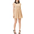 thumbnail image 1 of INSPIRE CHIC Robe à Pois Contrastés au-Dessus du Genou pour Femme à Col Peter Pan Beige P, 1 of 6