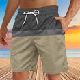 thumbnail image 4 of Plebaso Men's Beach Shorts Color Block Drawstring Casual Shorts Trendy Summer Vacation Shorts for Men, 4 of 4