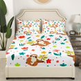 thumbnail image 3 of YST Sloth Bed Sheets Set Funny Animal Sheet Set For Girls Kids Cute Flower Animal Bed Set King Size, Wild Animal Sheets Botanical Flower Pattern 3D Fitted Sheet + Top Sheet + 2 Pillowcases, 3 of 5