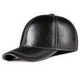 thumbnail image 1 of Brown Baseball Cap Men Real Leather Snapb-ack Cowskin Autumn Winter Adjustable Golf Dad Hat, 1 of 3
