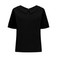 thumbnail image 4 of Timegard Hauts en Coton et Lin pour Femmes, Col à Revers, Blouse Ample Unie, Manches Courtes Décontractées, Été, 4 of 6