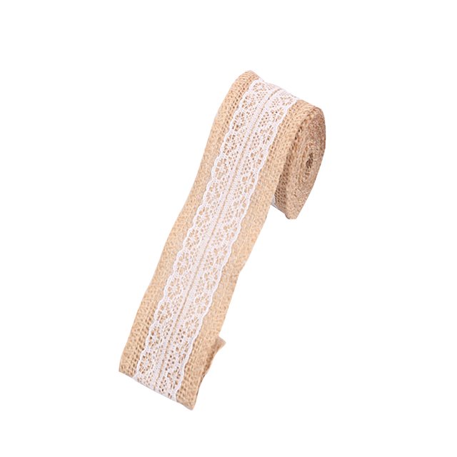 2m 50mm Width DIY Handmade Lace Linen Roll Natural Burlap Rolls for Wedding Present Gift Home Decoration Crafts Lace Linen