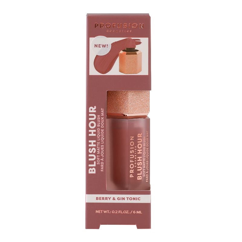 Profusion Cosmétiques | Heure du Blush, Blush liquide mat doux, Berry et gin tonic, 1 compte, 0.2 Fl. Oz.