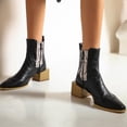 thumbnail image 4 of CEHVOM Women's Snake Print Colorblock Square Heel Side Zipper Mid Heel Knight Boots, 4 of 4