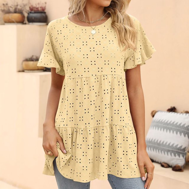 SMihono Hauts d'Été Décontractés pour Femmes, T-shirt Oversize à Manches Courtes et Col Rond pour Femmes 2023