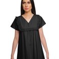 thumbnail image 4 of Moomaya Solid Short Sleeve Nightdress For Ladies Button Placket Nightwear, 4 of 6