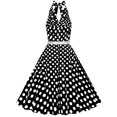 thumbnail image 3 of Birdeem Womens Comfy Summer Short Sleeve Halter V-Neck Vintage Regular Wave Point Party Dress, 3 of 7