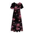 thumbnail image 3 of Jusqu'à 65 % de Rabais! Robes d'Été Mode pour Femmes 2024 Grande Taille Manches Courtes Col Rond Ample Imprimée Couleur Longue Robe, 3 of 4