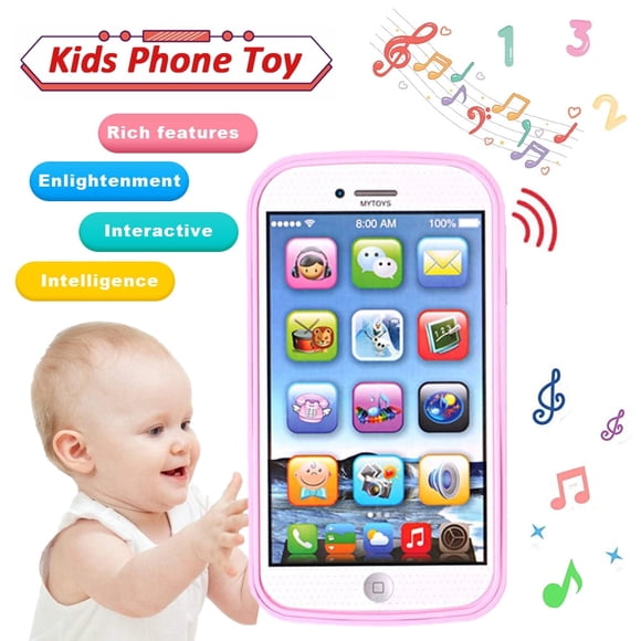 SUTENGDA Yphone Musique Téléphone Jouet Enfants Bambins Bébé Jouet d'Apprentissage Téléphone Mobile Étude Jouets Éducatifs Jouets Sensoriels Cadeau d'Anniversaire Noël pour Tout-Petits 1 2 3 4 Ans Enfants Garçons et Filles
