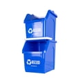 thumbnail image 1 of Recycling Rules! 6 Gallon Stackable Recycling Bin Container in Blue, Eco-Friendly BPA-Free Handy Recycler with Handle, 2-Pack, 1 of 7