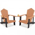 thumbnail image 1 of Gymax 2Pcs Oversized Adirondack Chair Lounge Adirondack Chair w/Adjustable Cup Holder Natural, 1 of 9