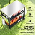 thumbnail image 4 of Outsunny BBQ Cart Pizza Oven Table with 2-Tier Shelf Wheels, Black, 4 of 10