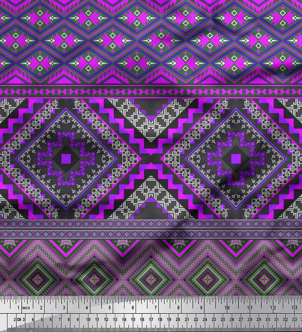 Soimoi Velvet Fabric Geometric Southwestern Decor Fabric Printed Yard 58 Inch Wide
