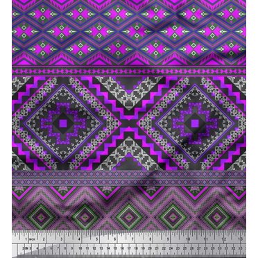 Soimoi Moss Georgette Fabric Geometric Southwestern Print Sewing Fabric Yard 42 Inch Wide
